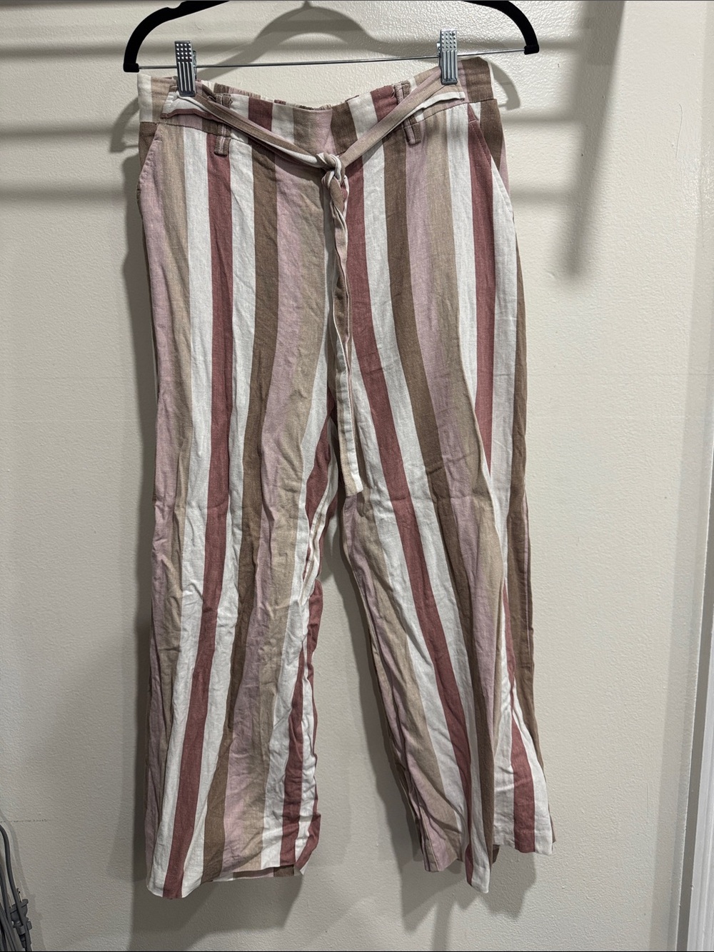 Sigrid Olsen Striped Wide-Leg Pants in Cream, Pink & Brown